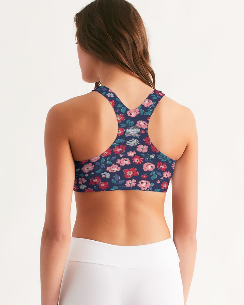 Midnight blue pretty glance.  Women's All-Over Print Seamless Sports Bra