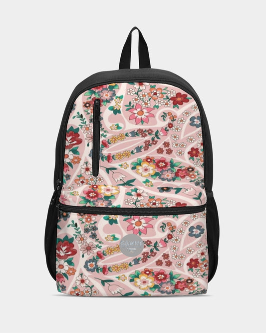 Pink abstract Pretty Sisters Duo-Zip Front Canvas Backpack