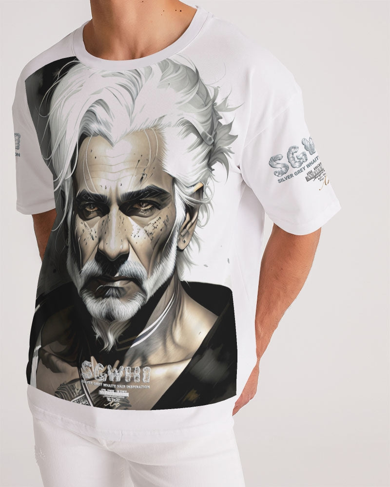 Handsome Silver grey Indian ink Portrait Men's All-Over Print Premium Heavyweight Tee