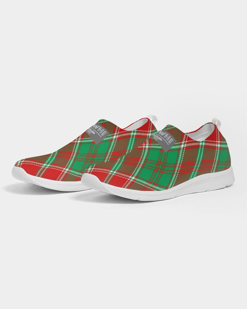 Red & Green cross pattern Men's Slip-On Flyknit Shoe