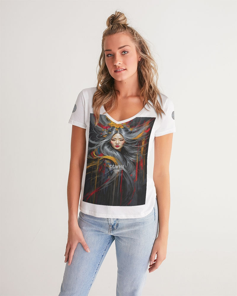 Asian collection [Part 1] Women's All-Over Print V-Neck Tee