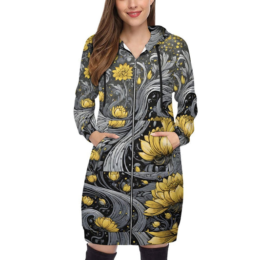 Women's full print long Hoodie