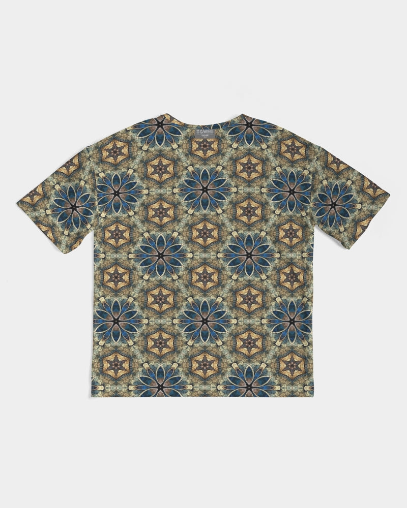 Green & Dark Blue almost star pattern. Men's All-Over Print Premium Heavyweight Tee