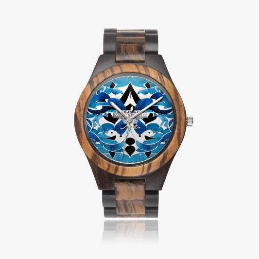 Silver grey white hair inspiration abstract pattern Indian Ebony Wooden Watch