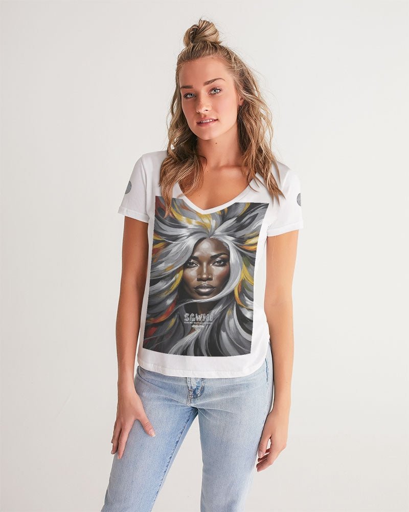 Black Sister Collection [Part 1 ] Women's All-Over Print V-Neck Tee