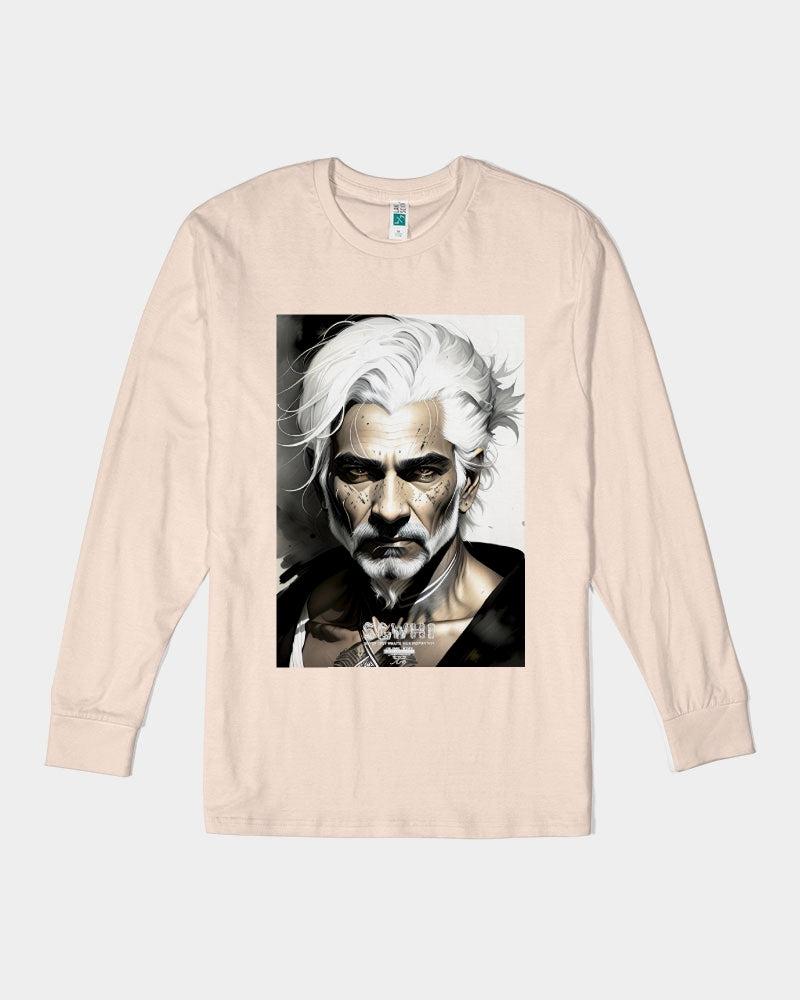 Handsome Silver grey Indian ink Portrait Unisex Long Sleeve Tee | Lane Seven