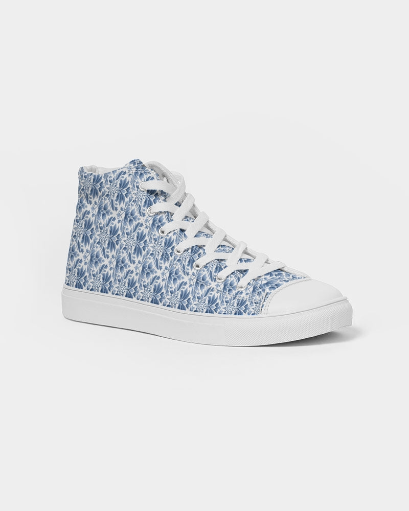 light blue Royal patten  Men's Hightop Canvas Shoe