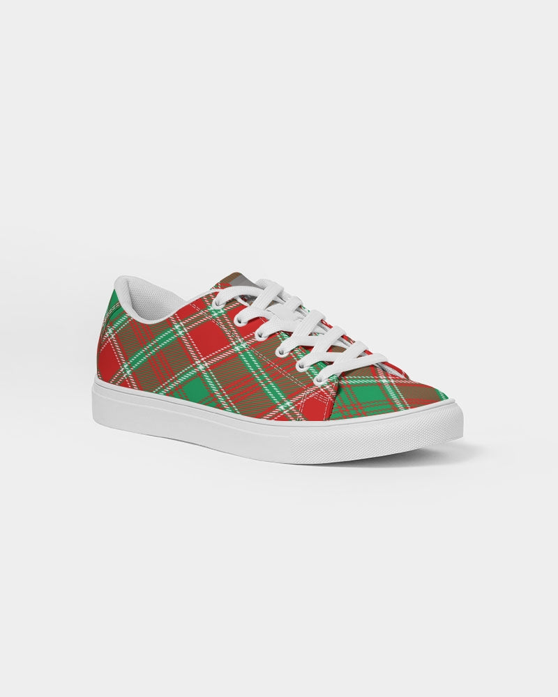 Red & Green cross pattern Men's Faux-Leather Sneaker