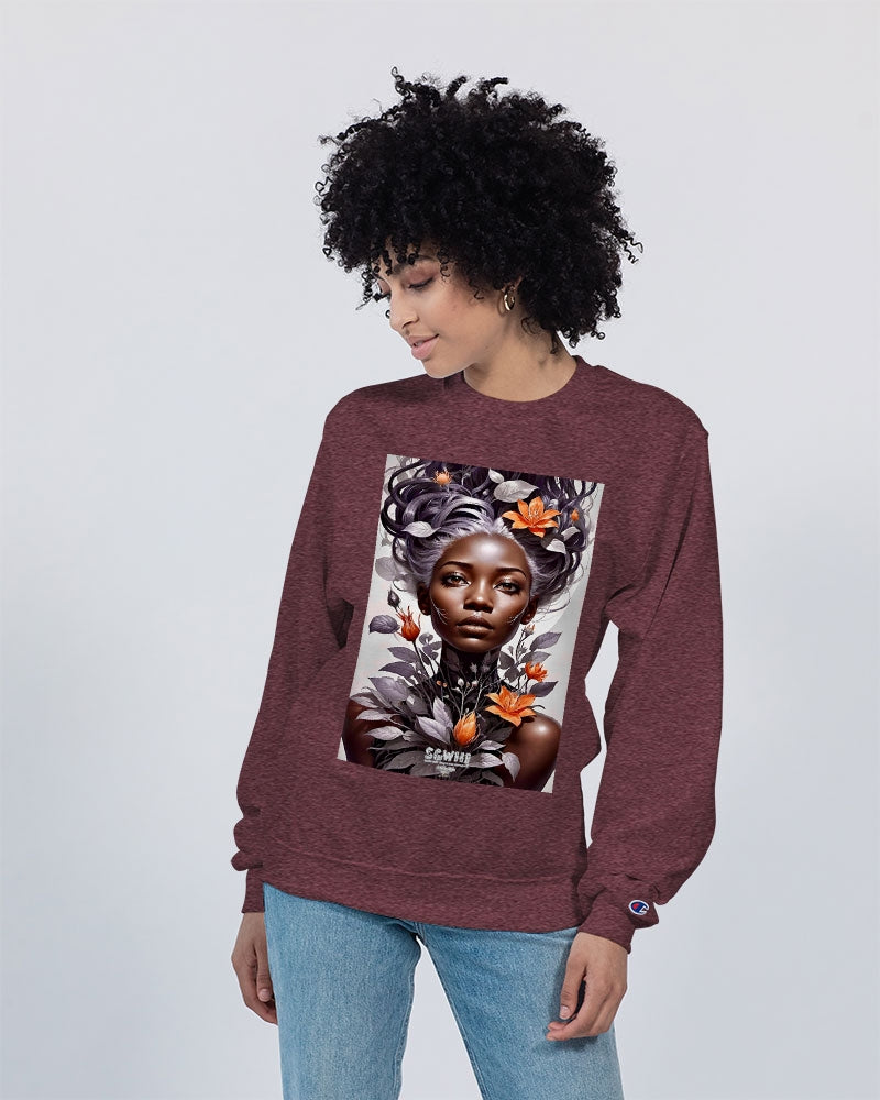 Beautiful black silver grey hair blossom women Unisex Sweatshirt | Champion