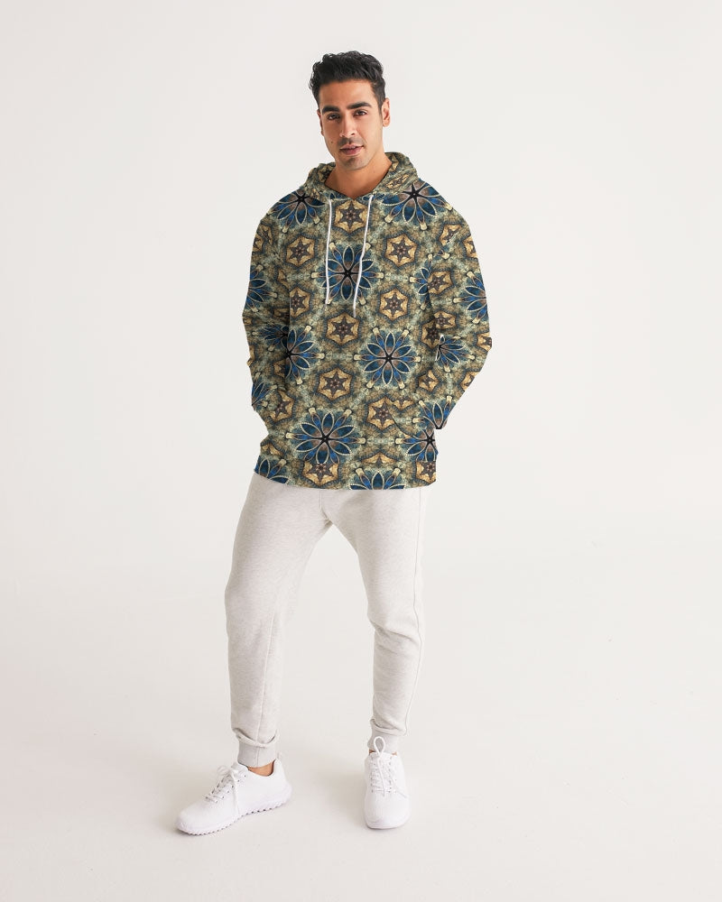 Green & Dark Blue almost star pattern. Men's All-Over Print Hoodie