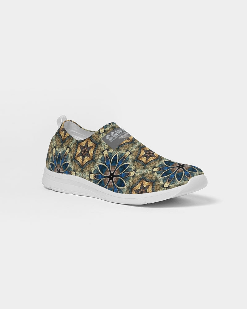 Green & Dark Blue almost star pattern. Men's Slip-On Flyknit Shoe