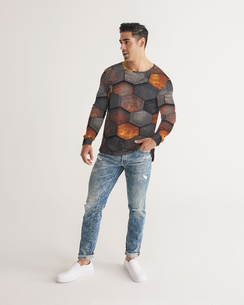 Cool stone hexagon patten 3D Men's All-Over Print Long Sleeve Tee