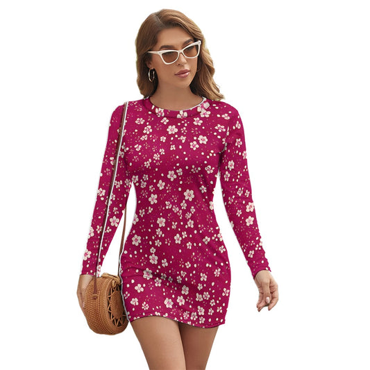 Women's Long Sleeve Round Neck Slim Dress