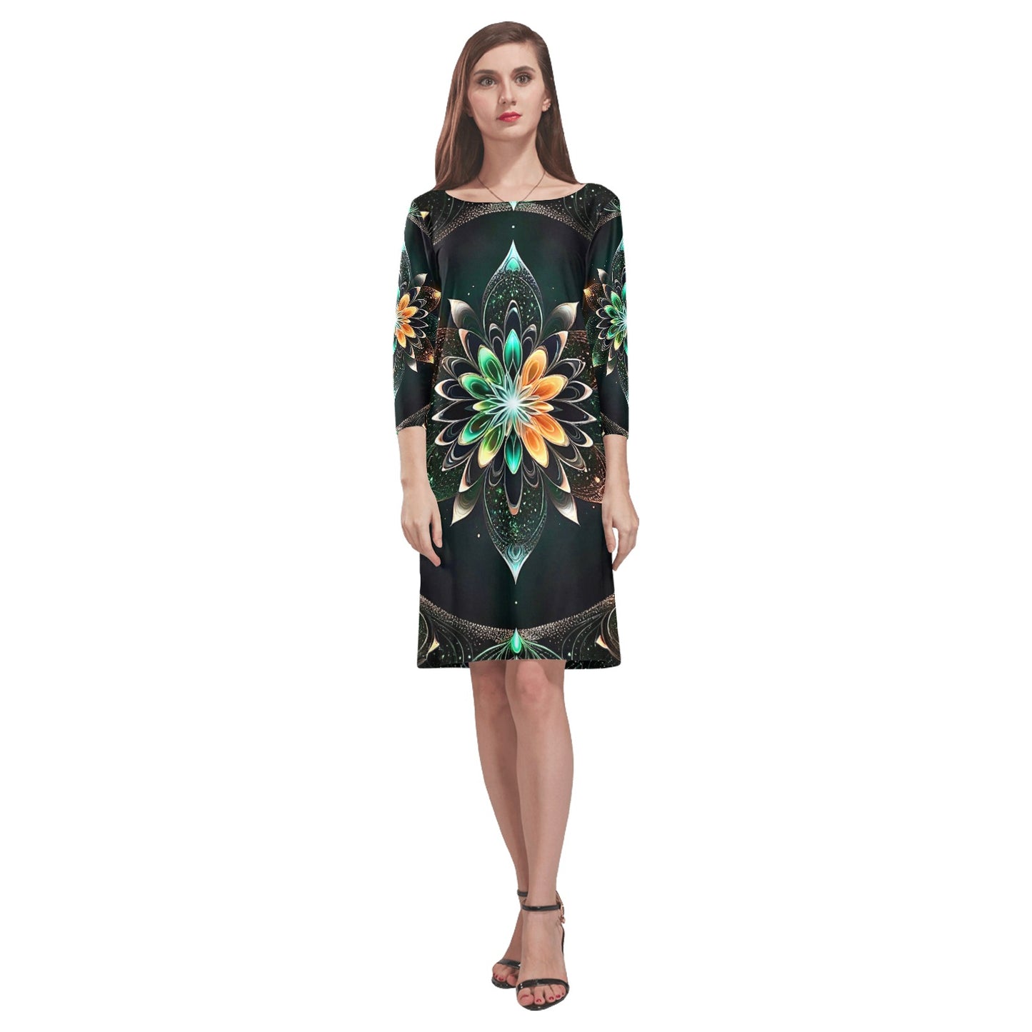 Women's Loose Round Neck Dress (Model D22)