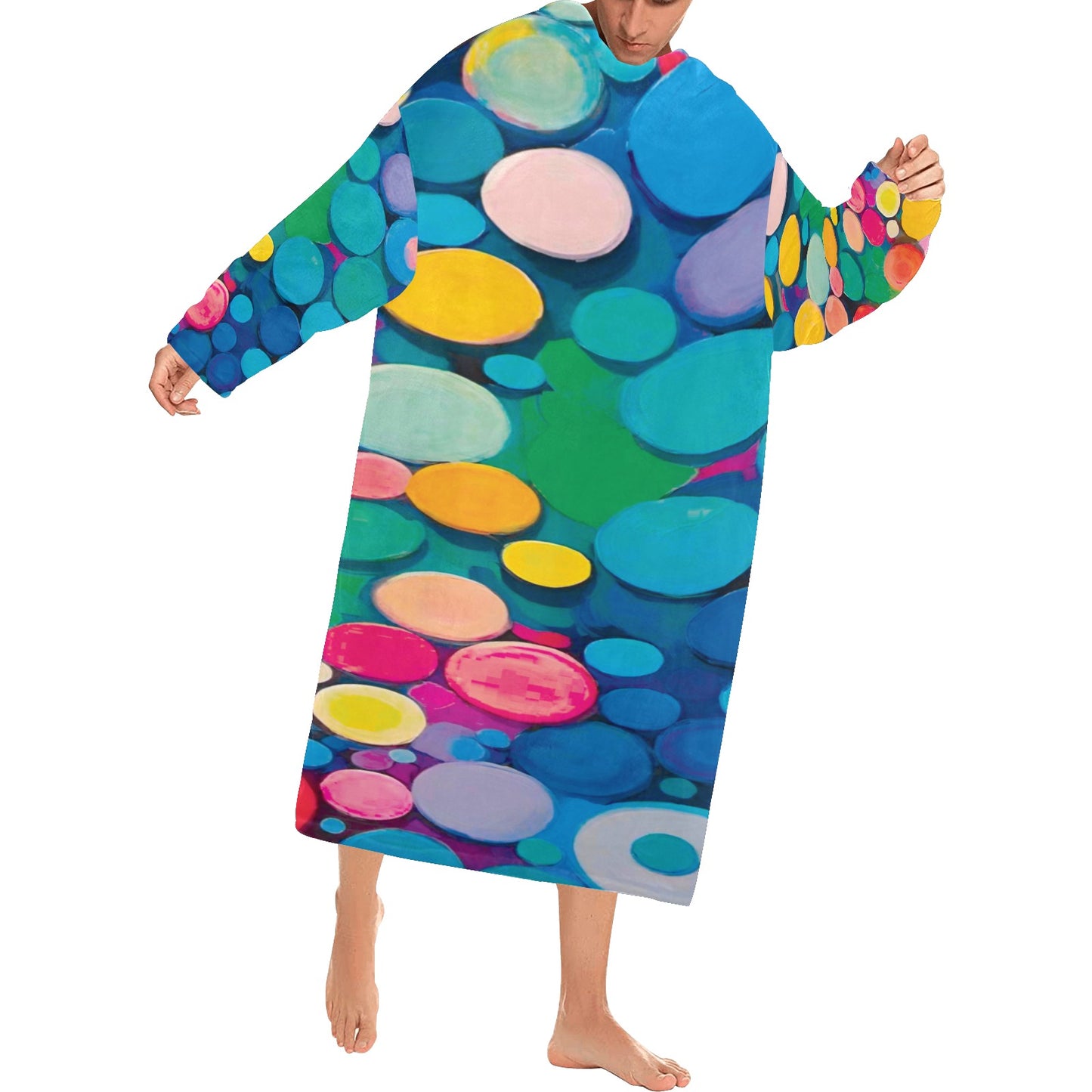 Blanket Robe with Sleeves for Adults