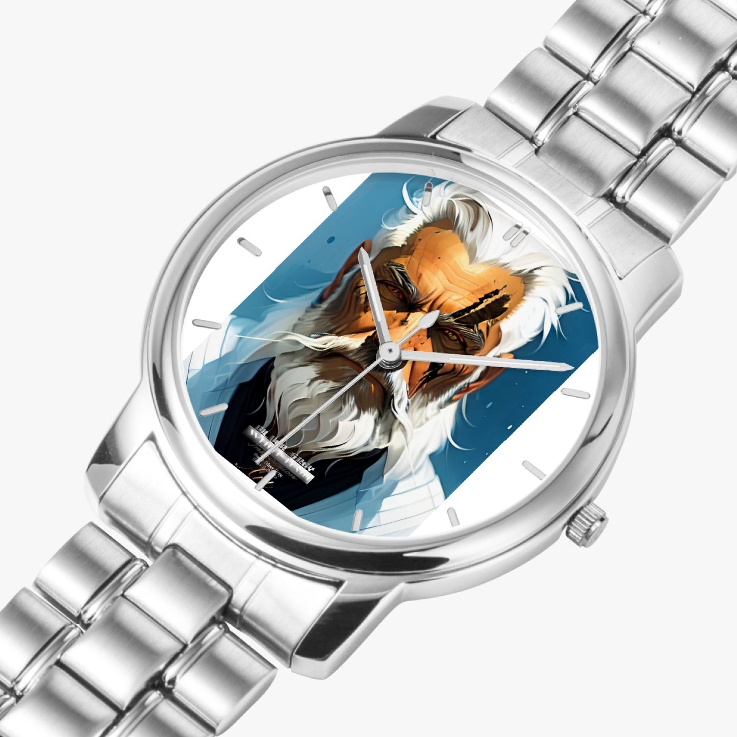 Silver bearded warrior. Folding Clasp Type Stainless Steel Quartz Watch (With Indicators)