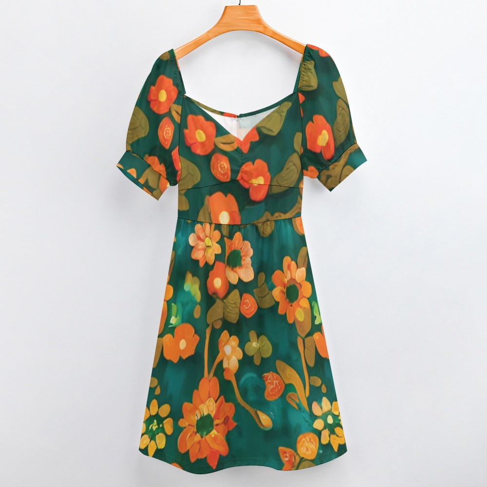 Orange pattern Sweetheart Dress