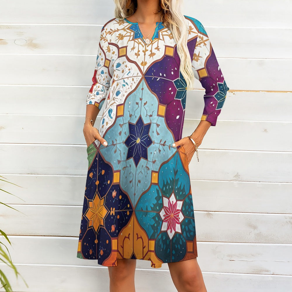 7-point sleeve dress