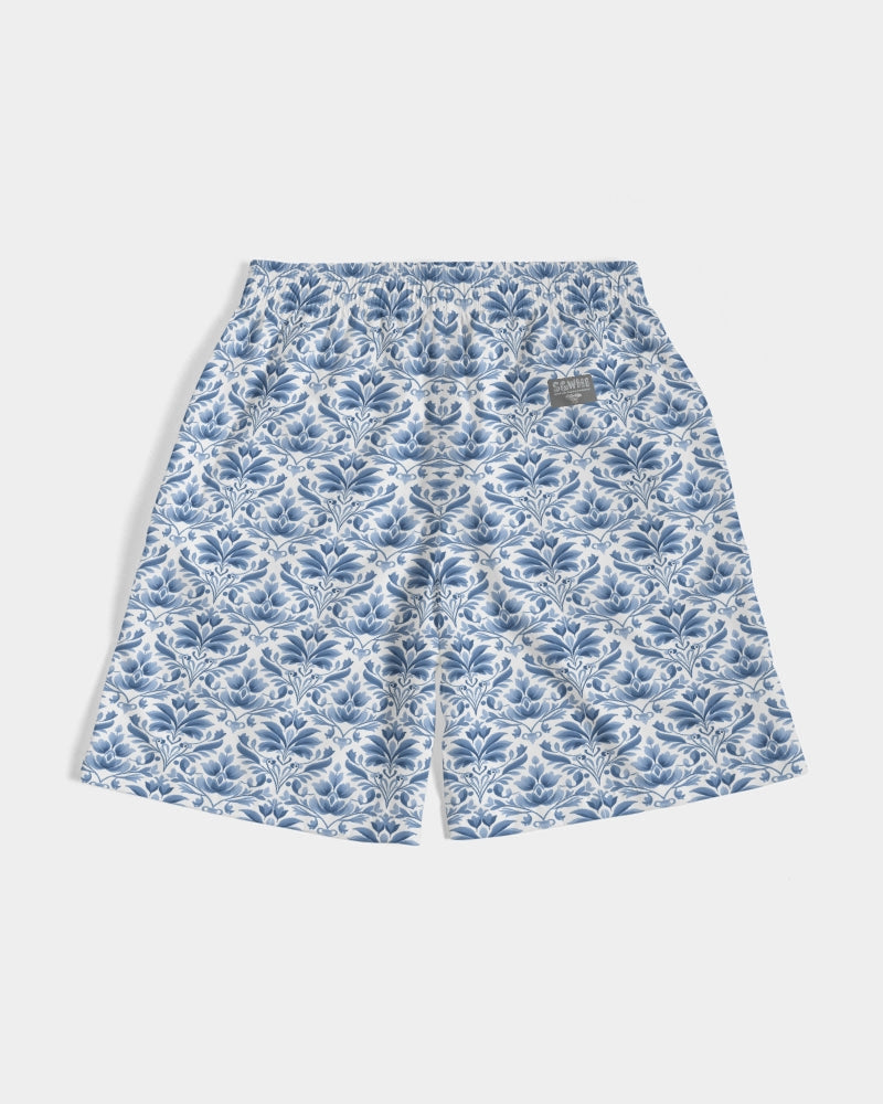 light blue Royal patten  Men's All-Over Print Jogger Shorts