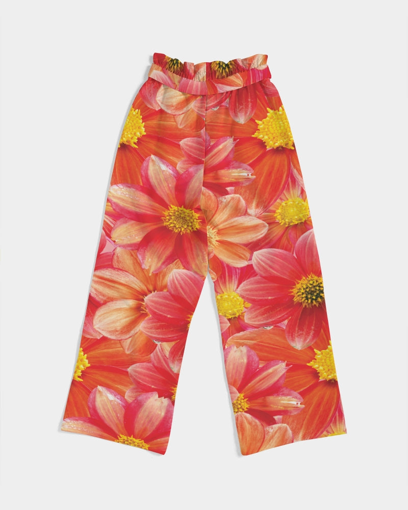 Beautiful blood orange flower design Women's All-Over Print High-Rise Wide Leg Pants