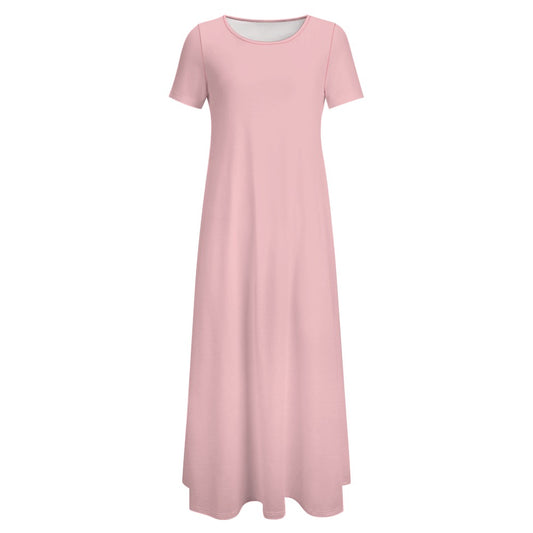 Crystal Rose Round Neck Short Sleeve Dress (No Pockets)