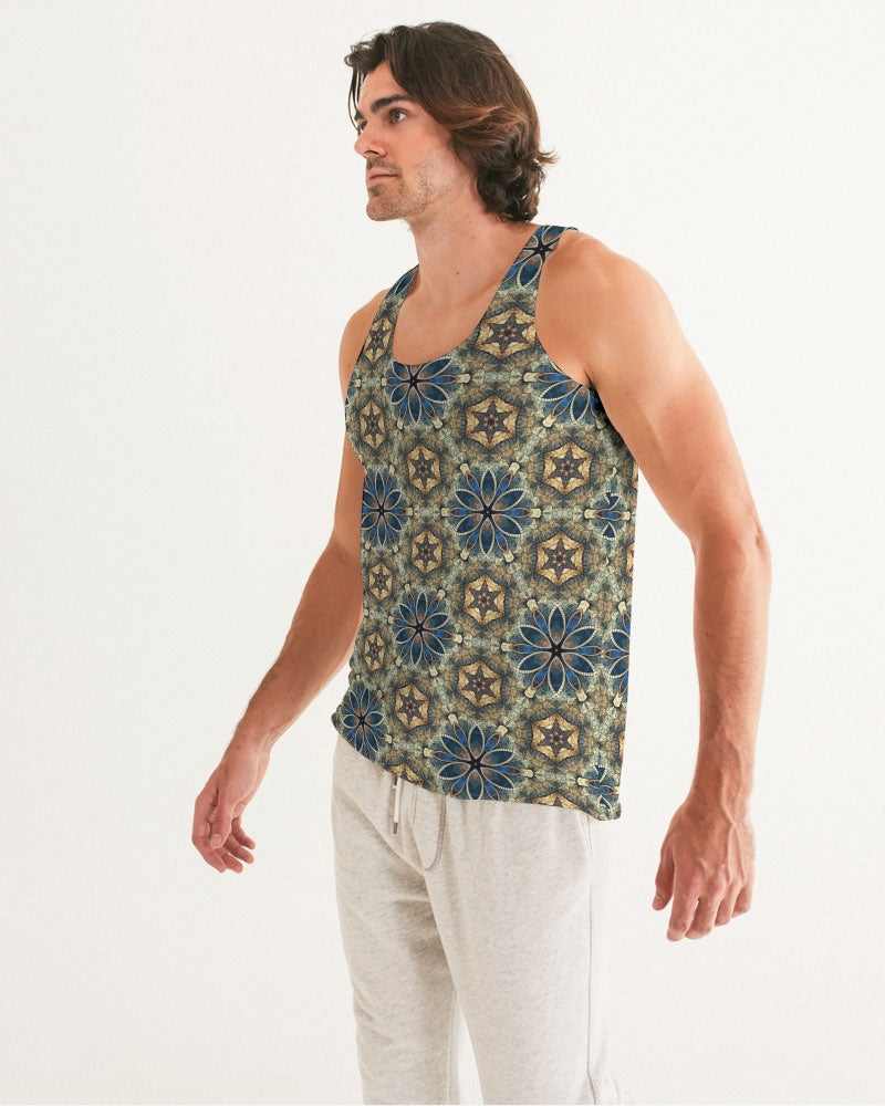 Green & Dark Blue almost star pattern. Men's All-Over Print Tank