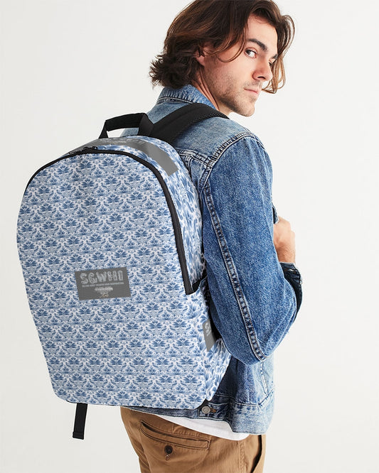 light blue Royal patten  Large Backpack