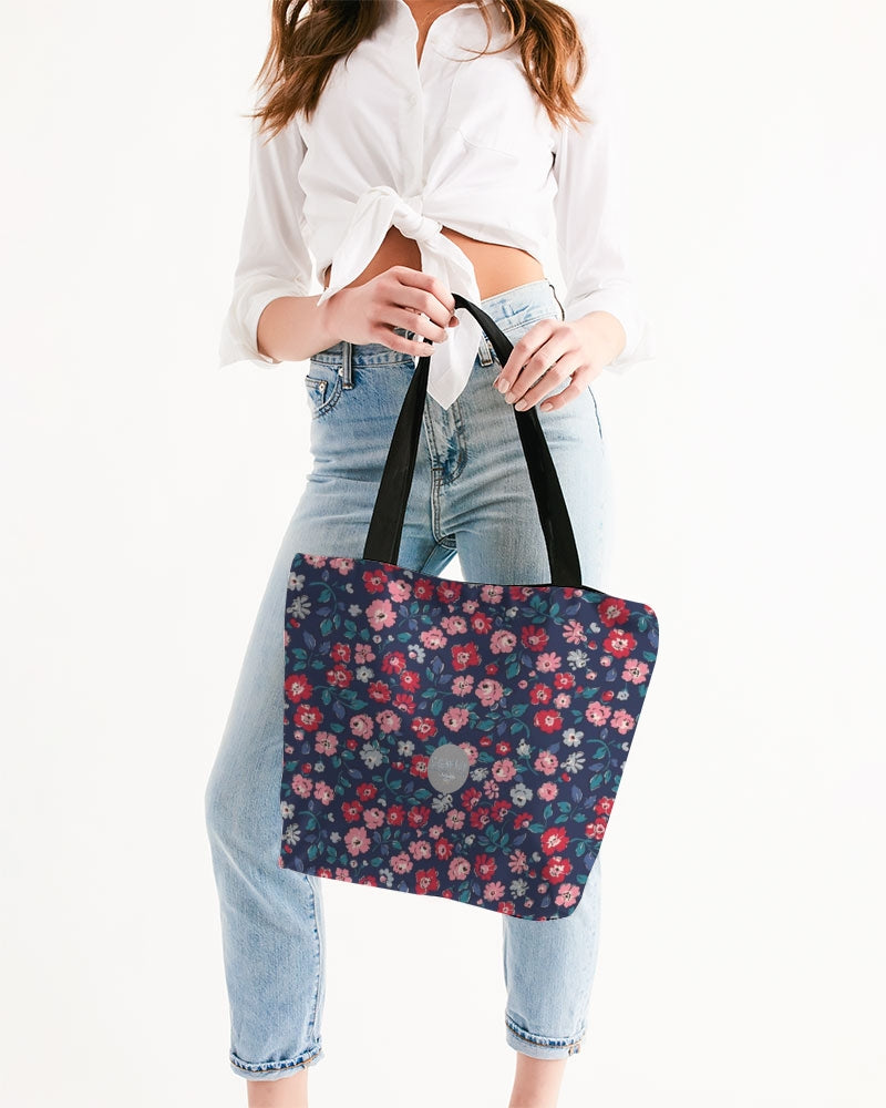 Midnight blue pretty glance.  Canvas Zip Tote