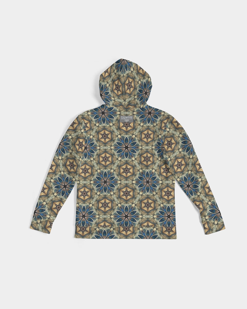 Green & Dark Blue almost star pattern. Men's All-Over Print Hoodie