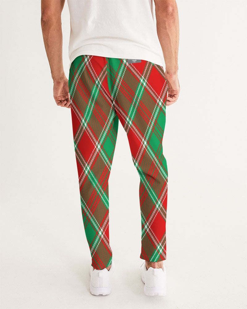 Red & Green cross pattern Men's All-Over Print Joggers