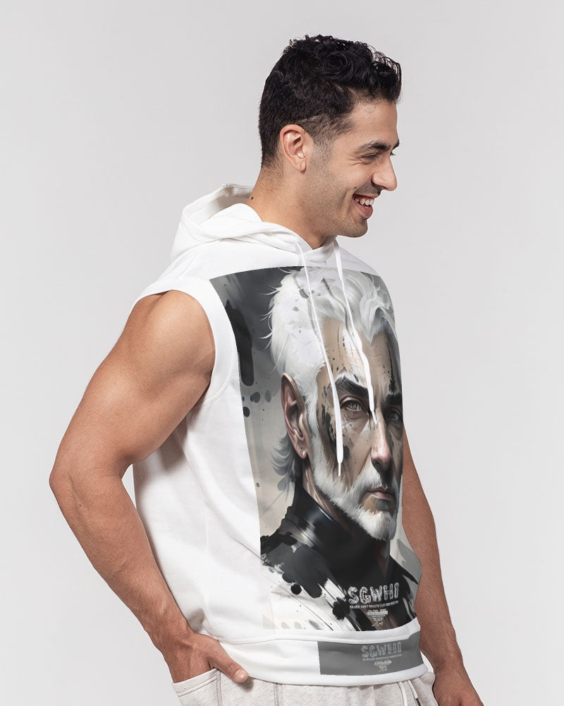 White silver grey fox King Men's All-Over Print Heavyweight Sleeveless Hoodie