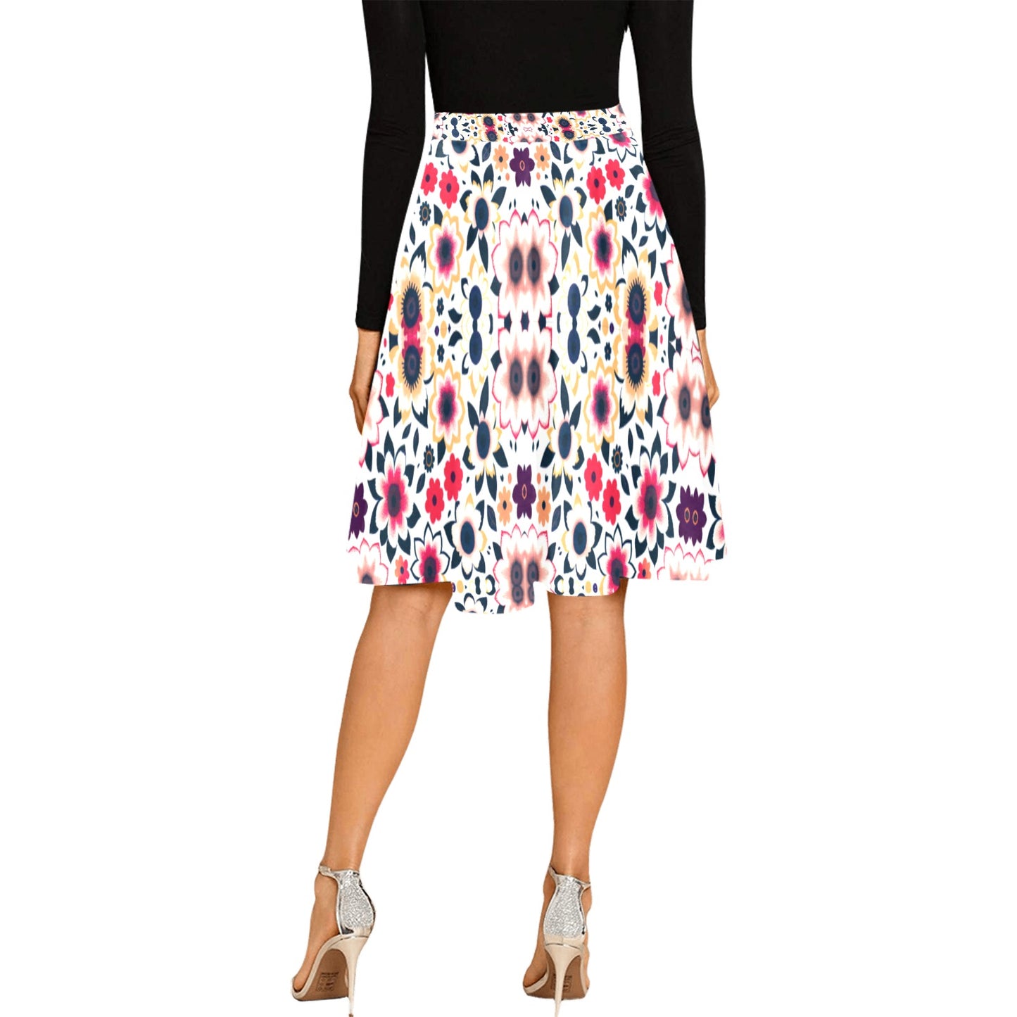 Women's Pleated Midi Skirt (Model D15)