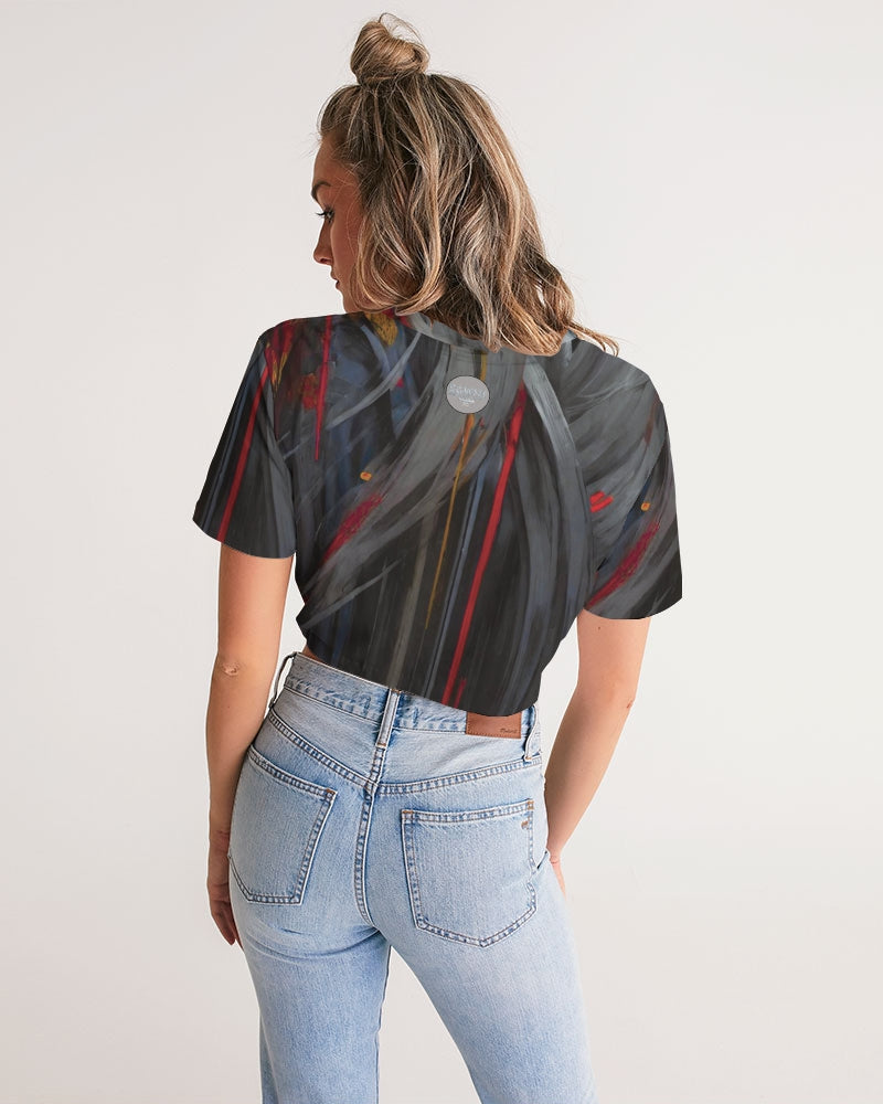 Asian collection [Part 1] Women's All-Over Print Twist-Front Cropped Tee