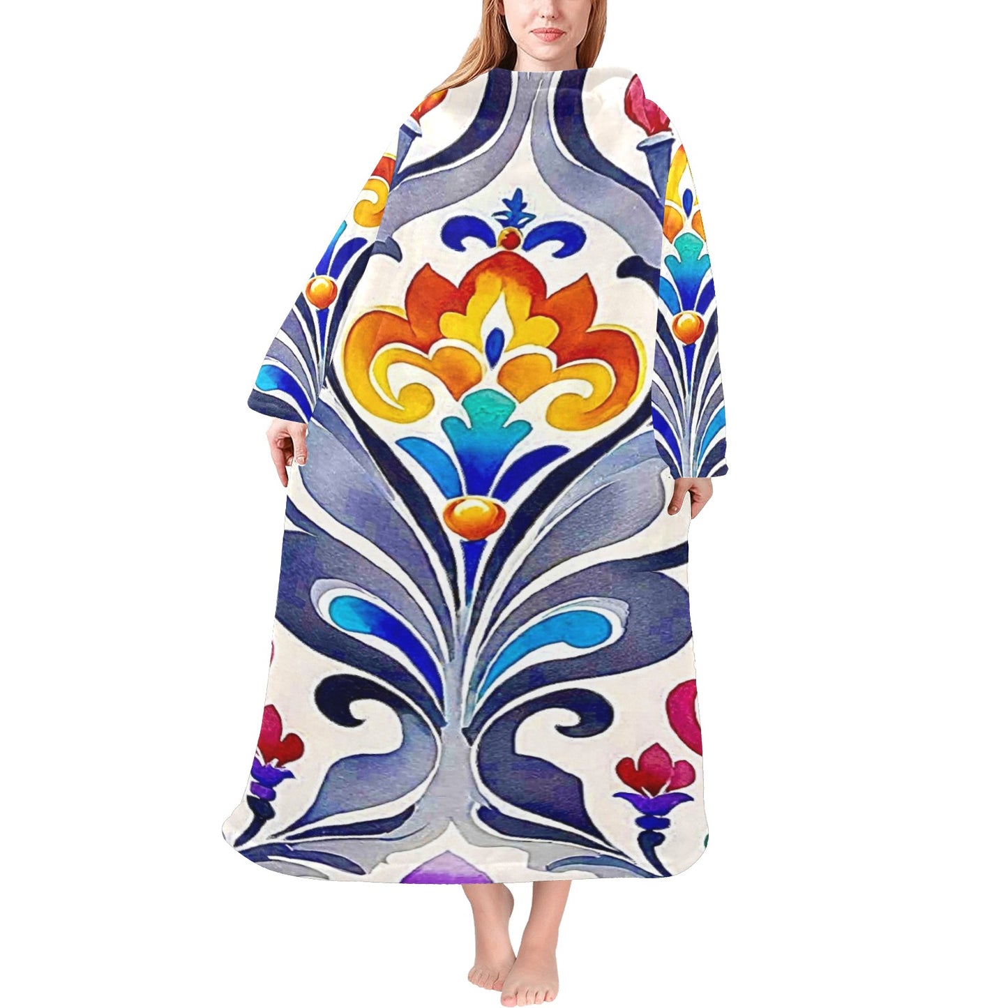 Blanket Robe with Sleeves for Adults