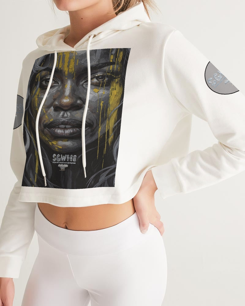 Black Sister Collection [Part 3 ] Women's All-Over Print Cropped Hoodie