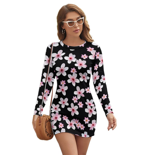 Women's Long Sleeve Round Neck Slim Dress