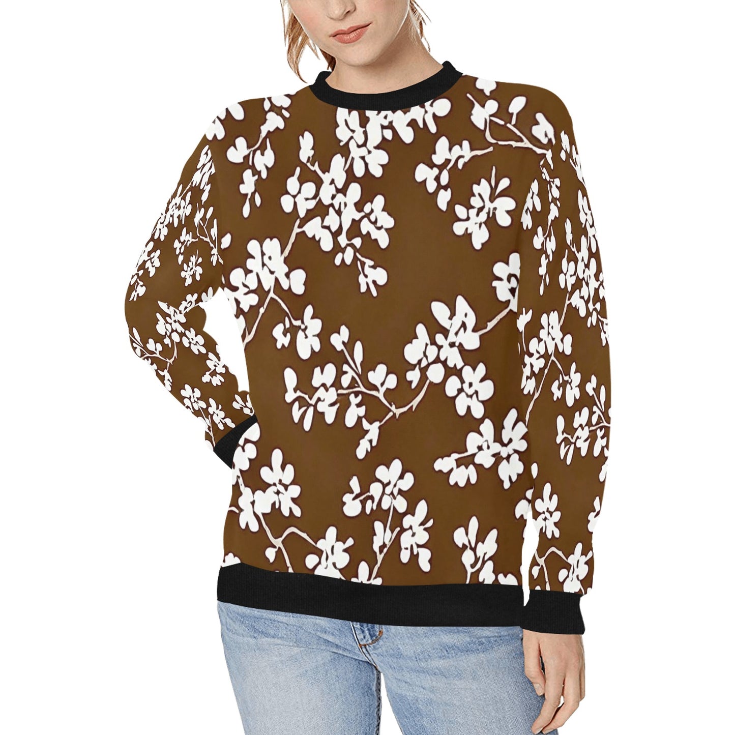 Women's Rib Cuff Crew Neck Sweatshirt (H34)