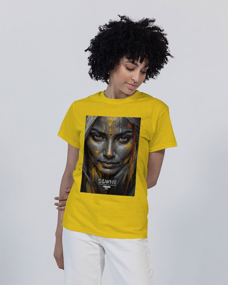 South Asian silver grey white hair sisters portrait [3] Unisex Heavy Cotton T-Shirt | Gildan