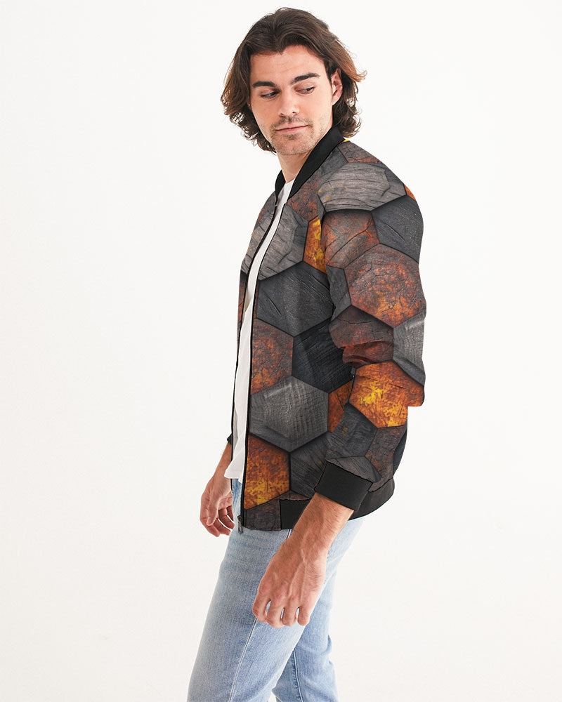 Cool stone hexagon patten 3D Men's All-Over Print Bomber Jacket