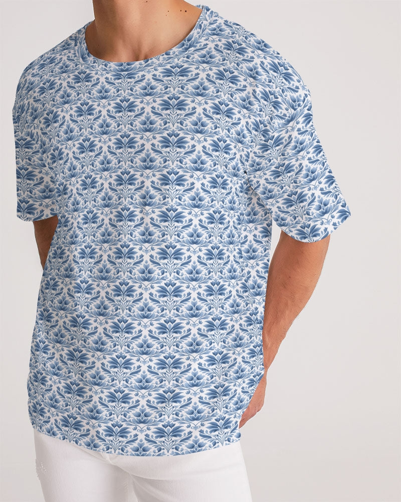 light blue Royal patten  Men's All-Over Print Premium Heavyweight Tee