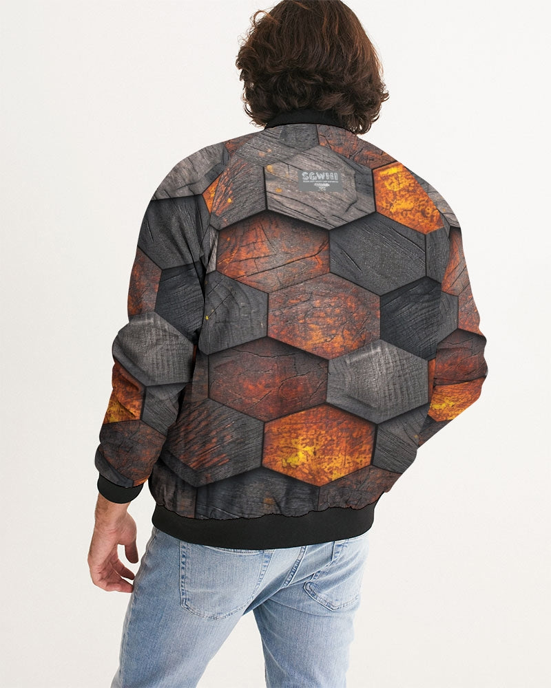 Cool stone hexagon patten 3D Men's All-Over Print Bomber Jacket