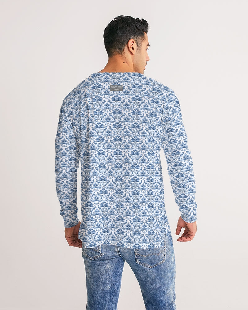 light blue Royal patten  Men's All-Over Print Long Sleeve Tee