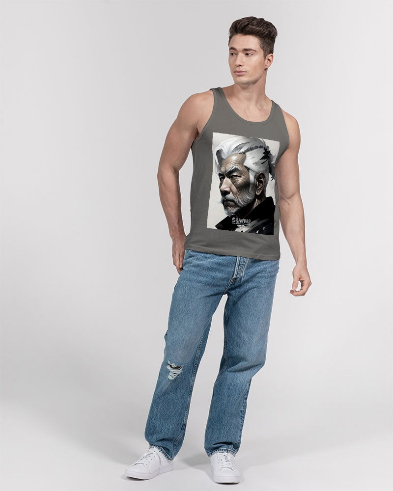 Handsome Asian brother pink painted portrait Unisex Jersey Tank | Bella + Canvas