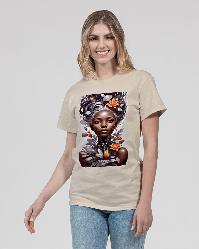 Beautiful black silver grey hair blossom women Unisex Ultra Cotton T-Shirt | Gildan