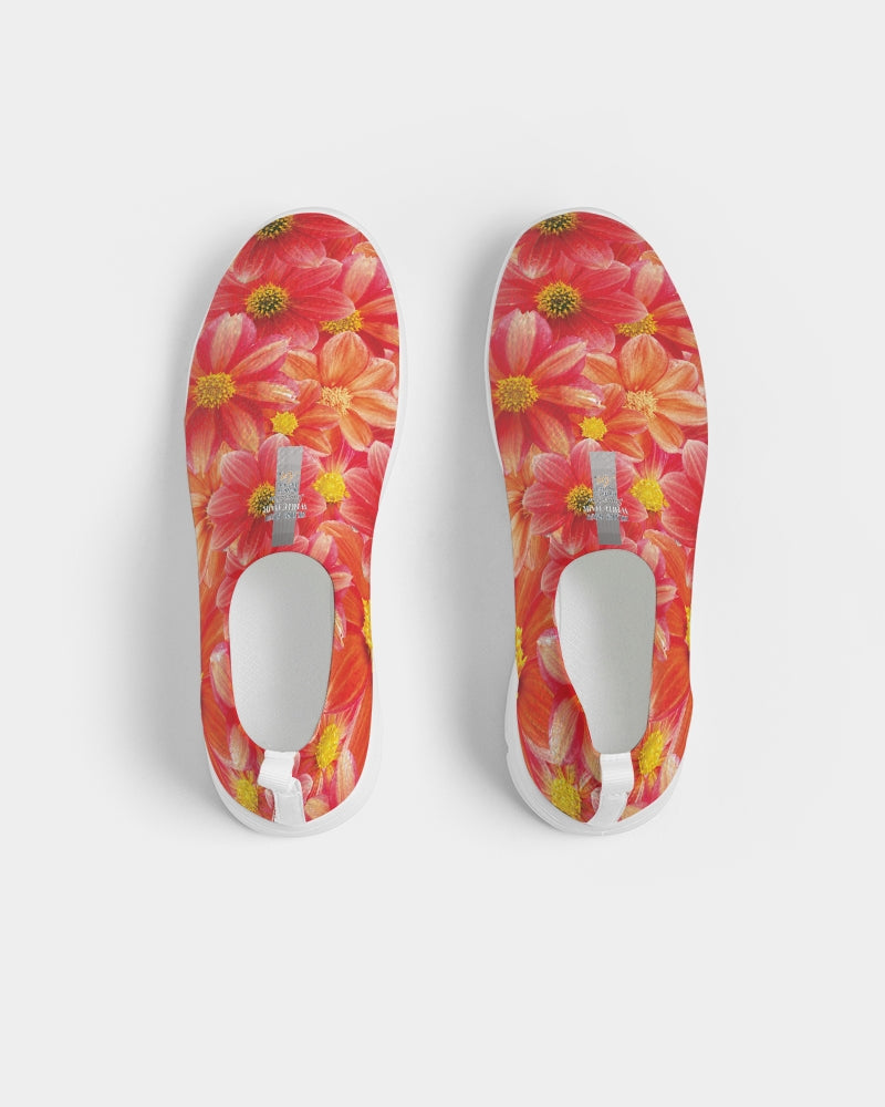 Beautiful blood orange flower design Women's Slip-On Flyknit Shoe