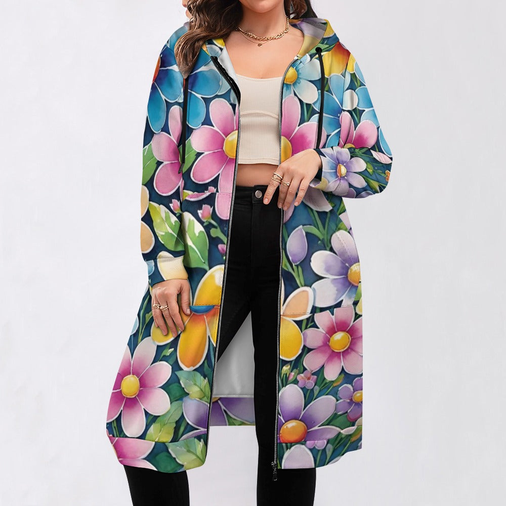 Women's full print long Hoodie