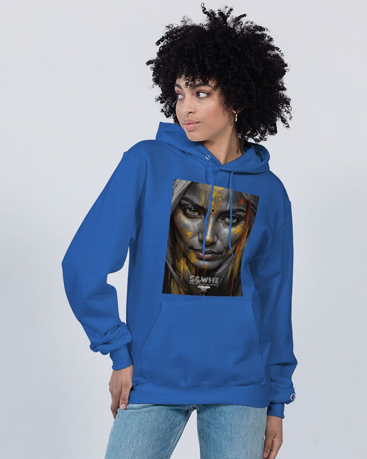 South Asian silver grey white hair sisters portrait [3] Unisex Hoodie | Champion