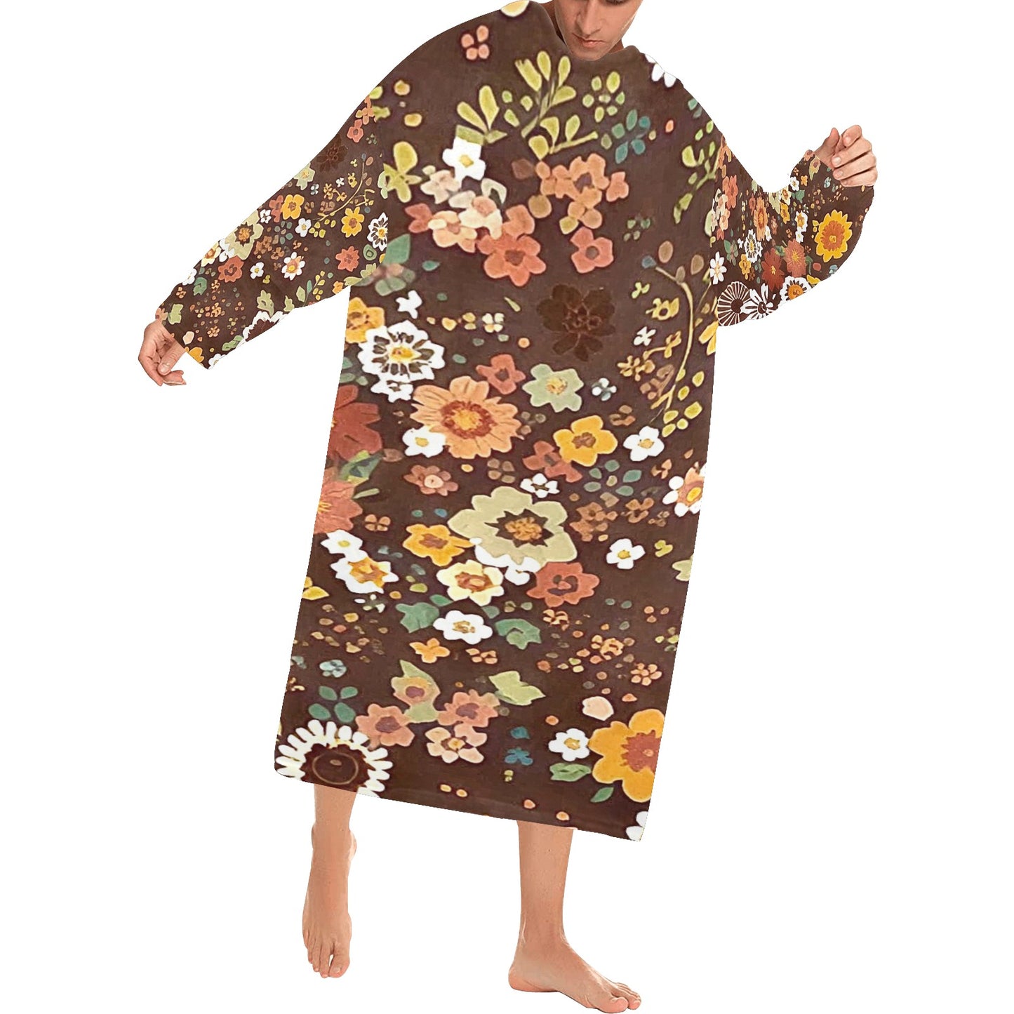 Blanket Robe with Sleeves for Adults