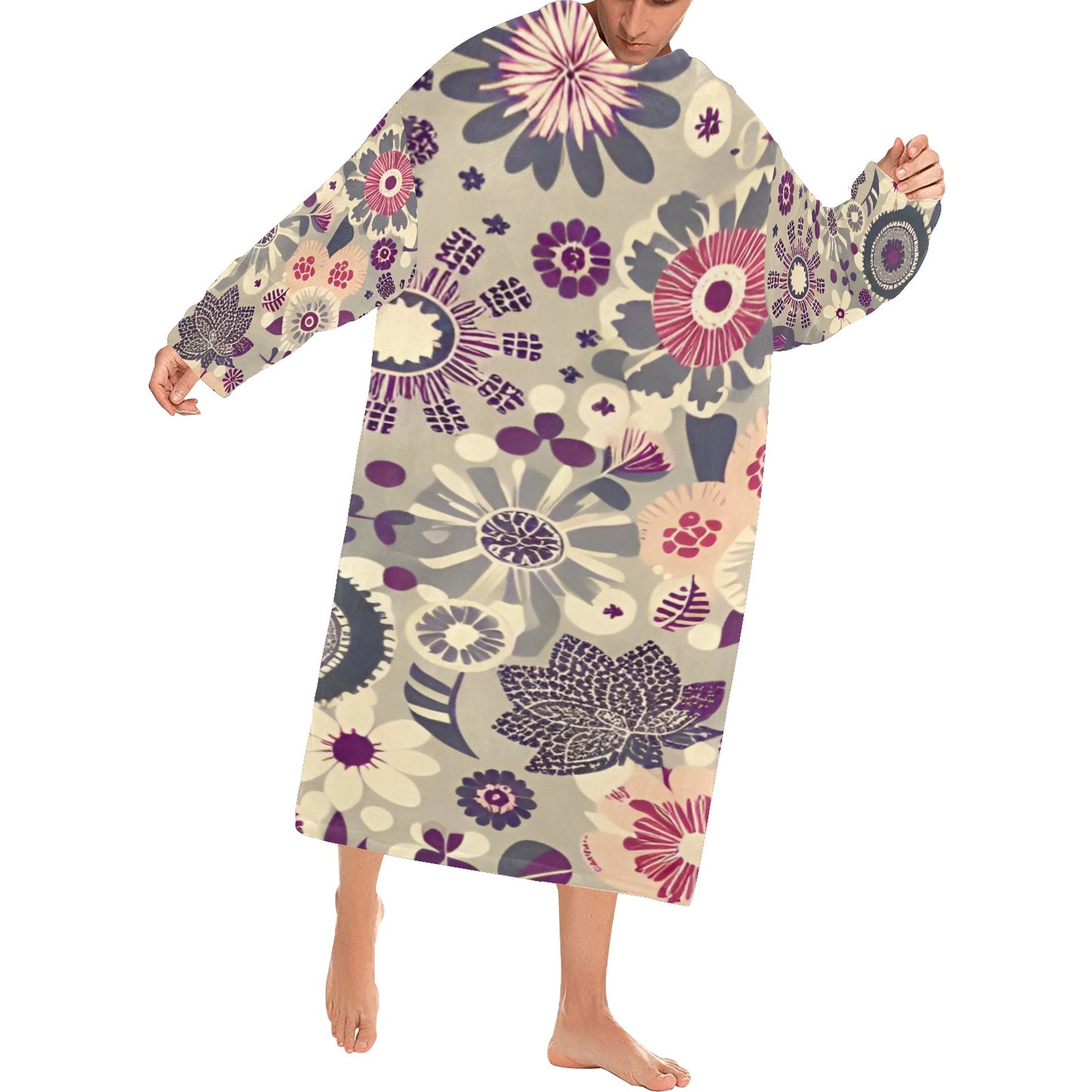 Blanket Robe with Sleeves for Adults