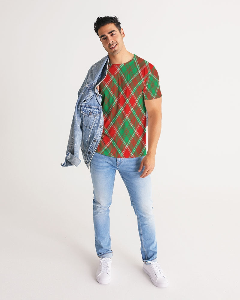 Red & Green cross pattern Men's All-Over Print Tee